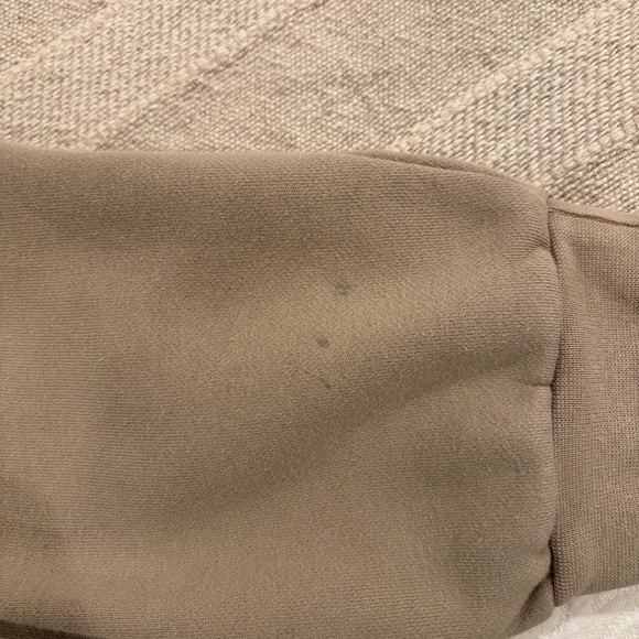 Fear of God Essentials Taupe Beige Logo Hooded Sweatshirt Hidden Pockets Size M - Picture 9 of 10